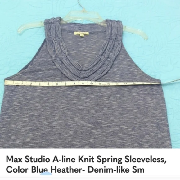 👋 FINAL MARKDOWN CLOSET CLOSING Max Studio A-Line Sleeveless Blue Summer Knit - Picture 4 of 6